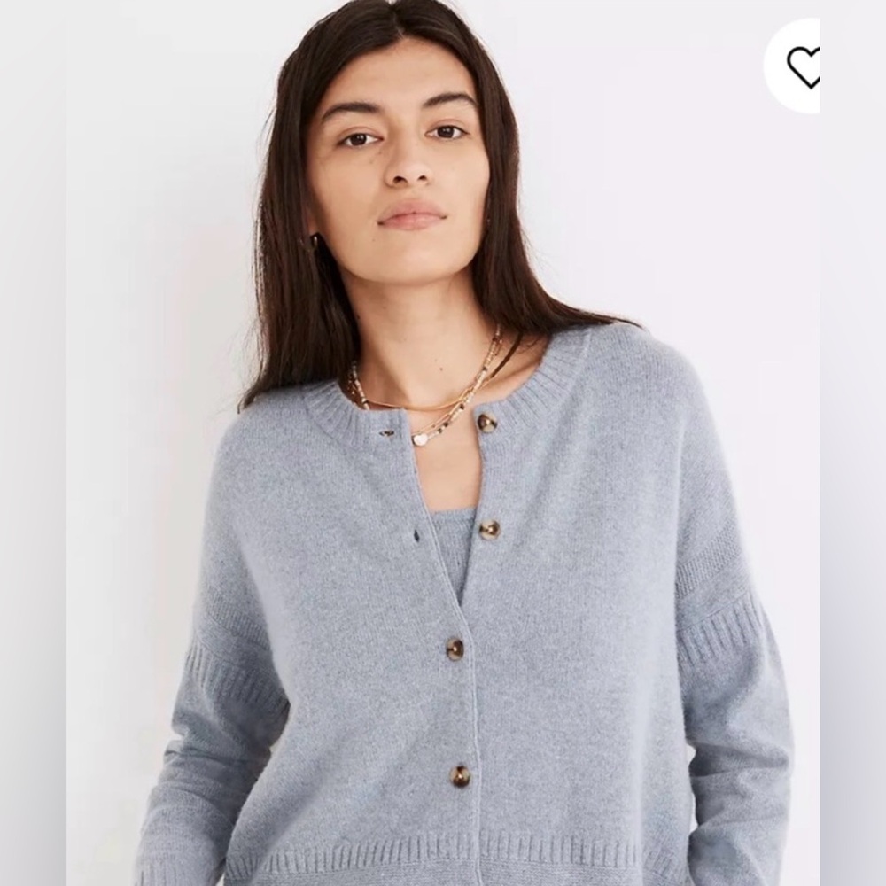 Madewell Clemence Cropped Cardigan Women’s Sz. S Cornflower Blue Wool Blend - Picture 7 of 8